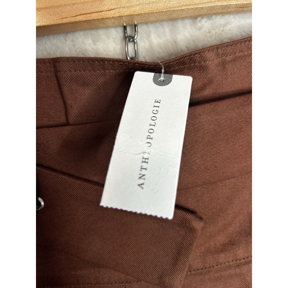 Anthropologie Brown Pleated Belted Mini Skort Size 8 Chocolate Twill NEW - Picture 5 of 11